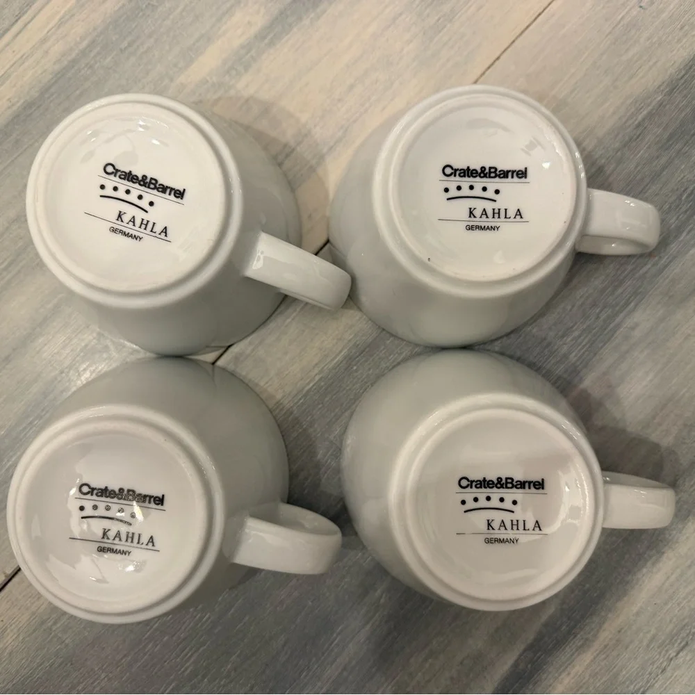 Crate and Barrel Kahla Mugs Set of 4 White